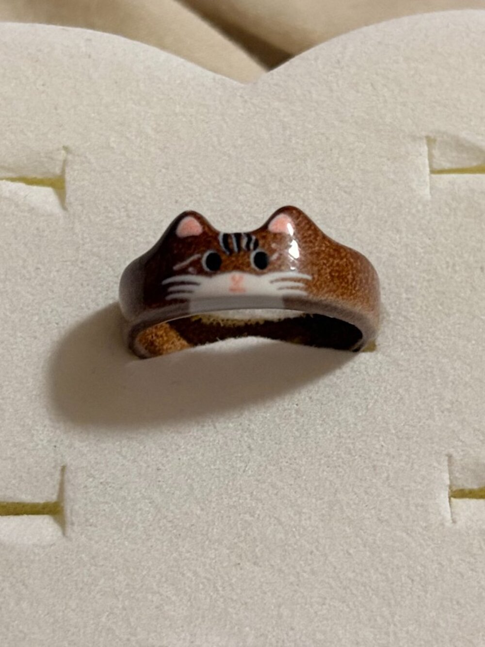 Free People Hand-Painted Brown Tabby Cat Ring